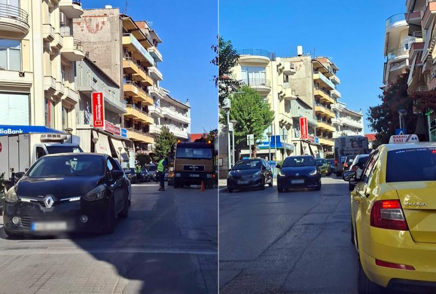 Βέροια: Μποτιλιάρισμα και αγανάκτηση στη Βενιζέλου λόγω των εργασιών φυσικού αερίου